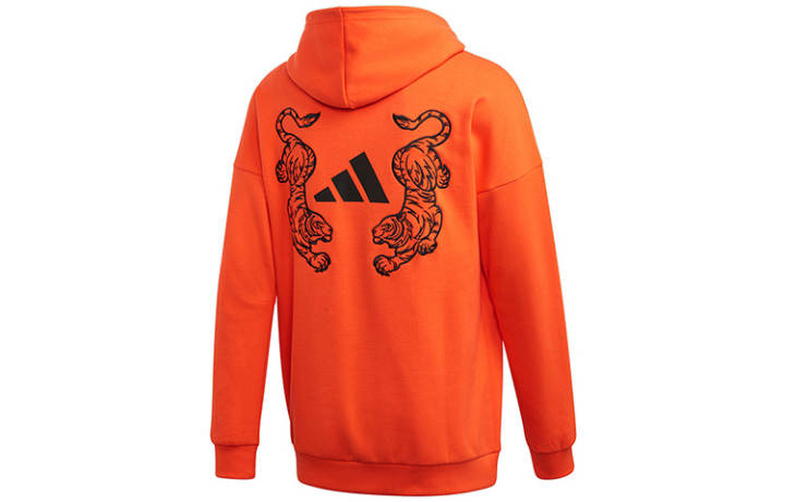 Adidas Adidas Sweatshirts Men's Half Neon Red Hooded Moderate Regular