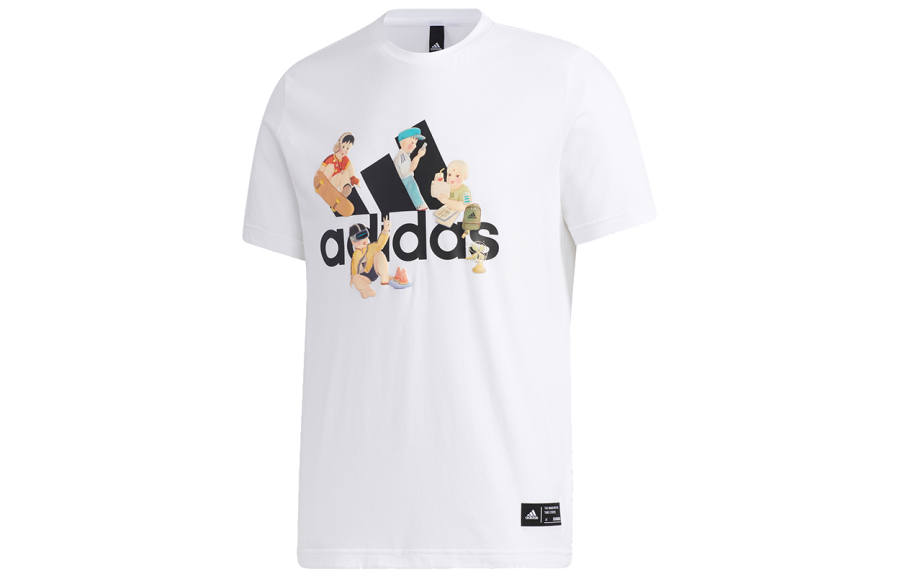 Adidas Adidas T Shirts Men's White Crew Neck Moderate Straight Fit