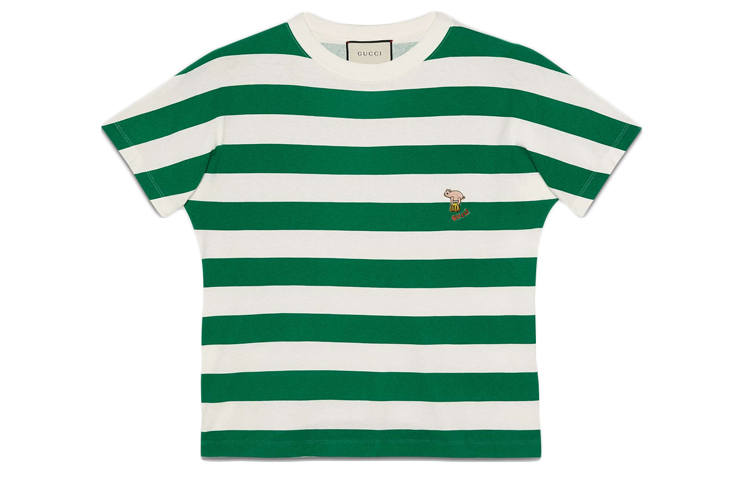 GUCCI T Shirts Men's Green Crew Neck Moderate Straight Fit