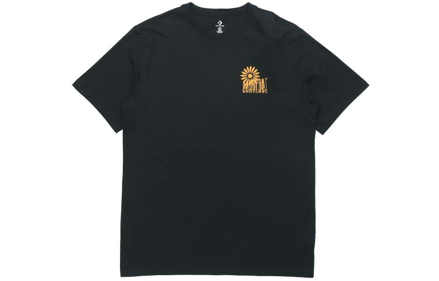 Converse T Shirts Men's Black Crew Neck Moderate Straight Fit