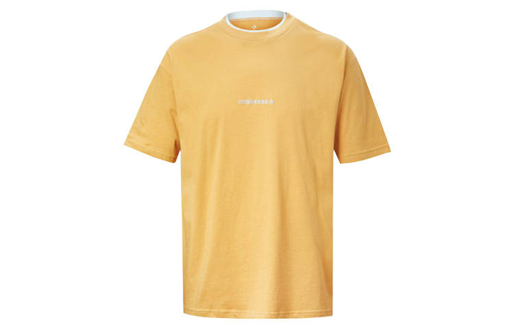 Converse T Shirts Men's Yellow Crew Neck Moderate Straight Fit