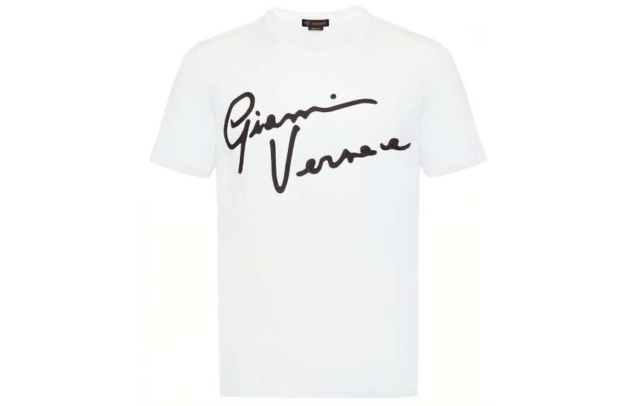 VERSACE T Shirts Men's White Crew Neck Moderate Straight Fit