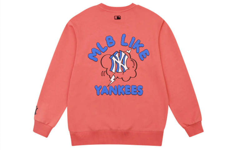 MLB New York Yankees Sweatshirts Unisex Pink Crew Neck Moderate Regular