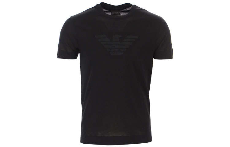 EMPORIO ARMANI T Shirts Men's Black Crew Neck Moderate Straight Fit