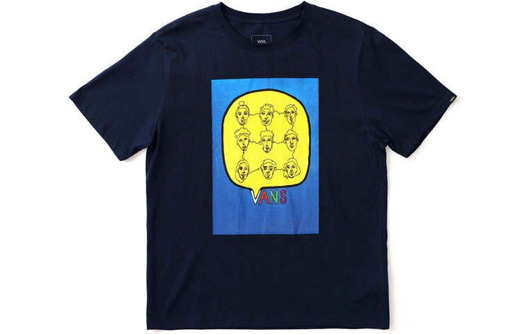 Vans T Shirts Unisex Blue Crew Neck Moderate Straight Fit