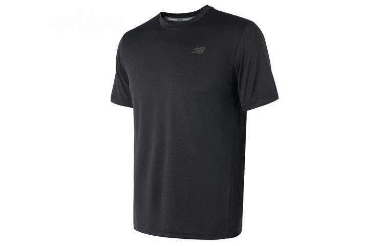 New Balance New Balance T Shirts Men's Black Crew Neck Moderate Straight Fit