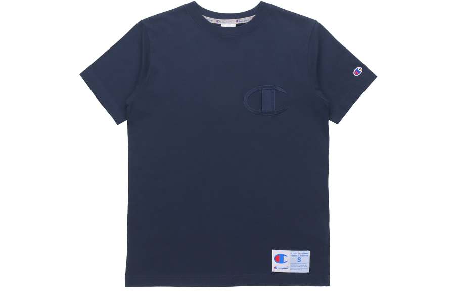Champion Crew Neck Straight Fit T Shirt Japan Version Men's Navy Blue
