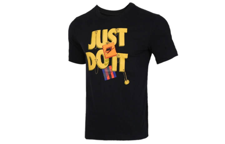 Nike Nike T Shirts Men's Black Crew Neck Moderate Straight Fit