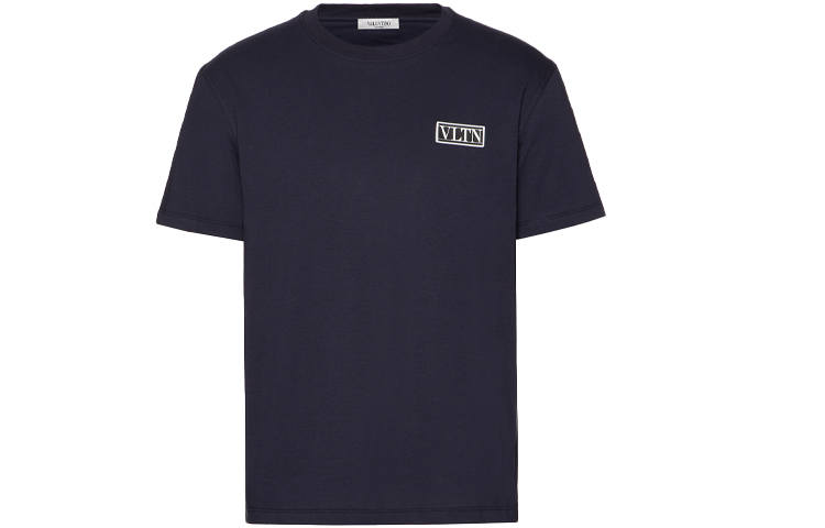 Valentino T Shirts Men's Blue Crew Neck Moderate Straight Fit