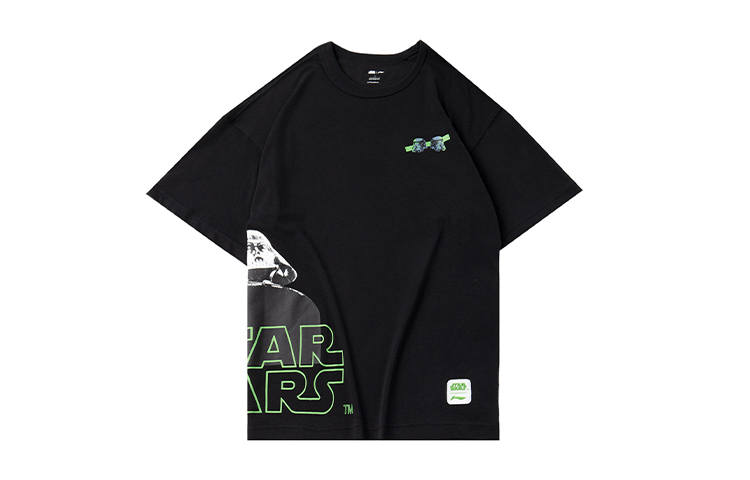 Li-Ning Li Ning T Shirts Men's Black Crew Neck Moderate Straight Fit