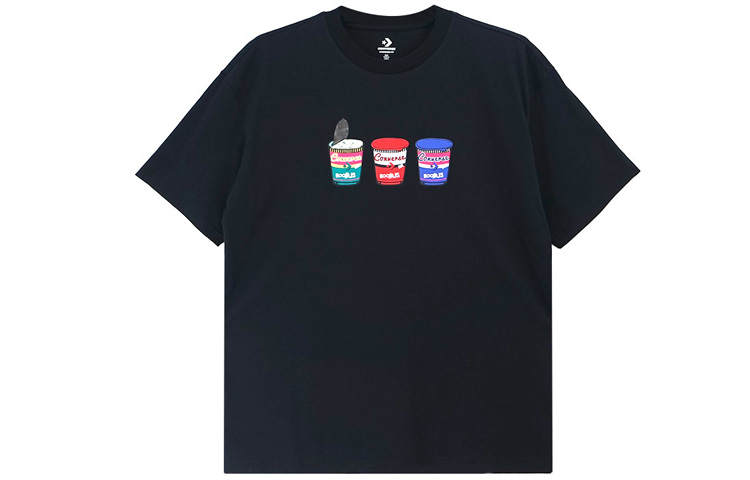 Converse Converse Drop Shoulder Sleeve T-Shirt Unisex Black