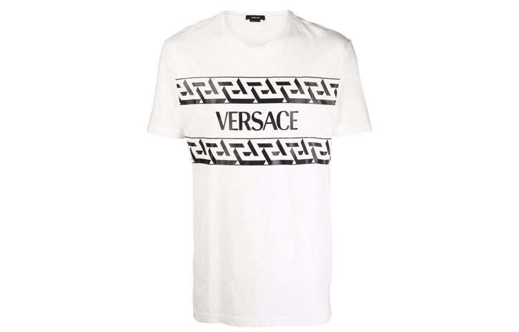 VERSACE T Shirts Men's White Crew Neck Moderate Straight Fit