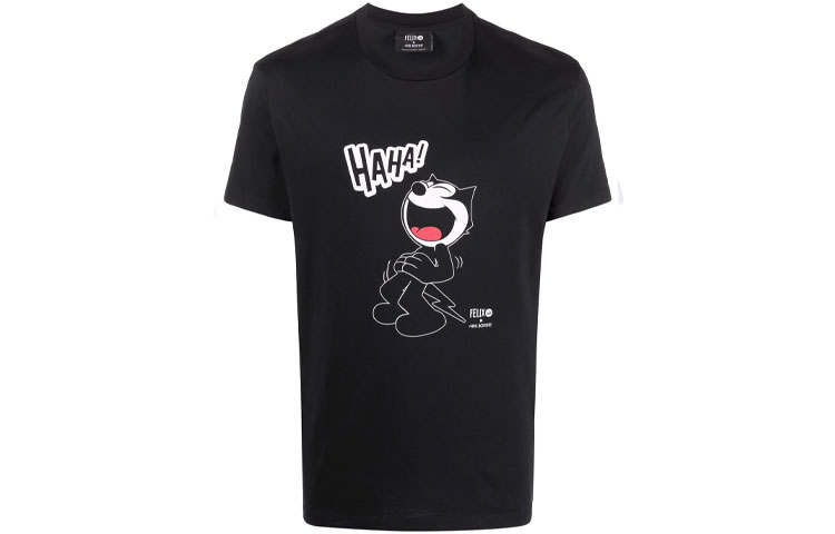 Neil Barrett T Shirts Men's Black Crew Neck Moderate Straight Fit