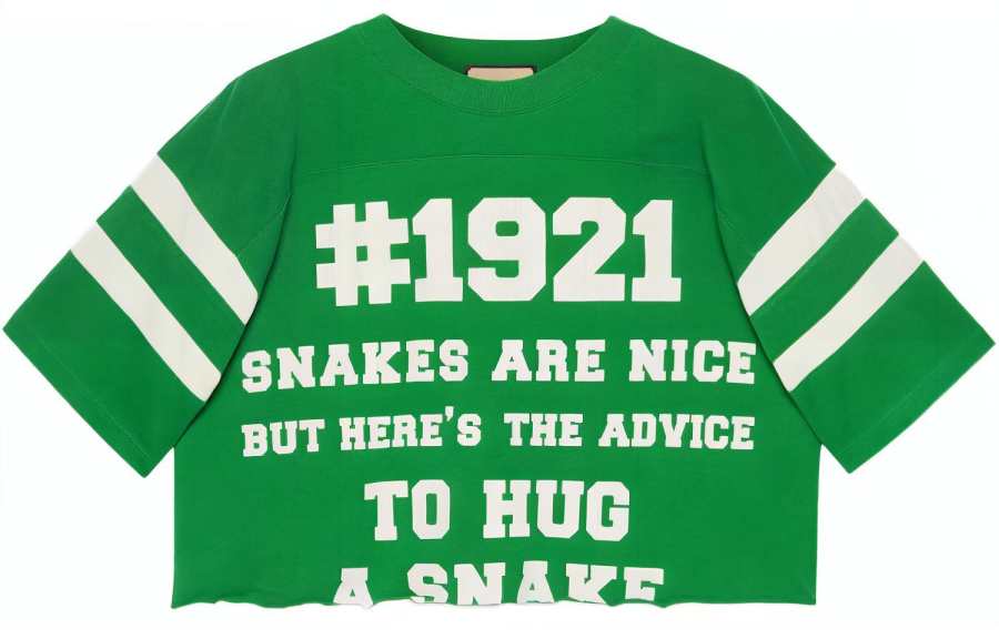 GUCCI SS21 1921 Series Alphabet Numeric Printing Short Sleeve T-Shirt Green