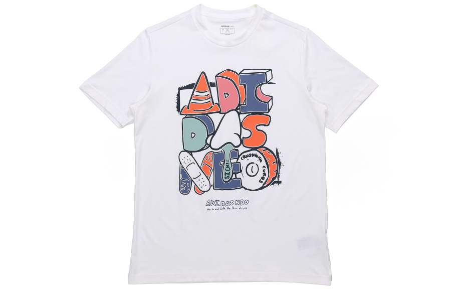 Adidas Neo T Shirts Men's White Crew Neck Moderate