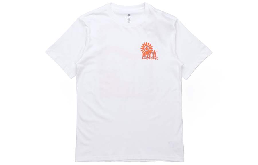Converse T Shirts Men's White Crew Neck Moderate Straight Fit