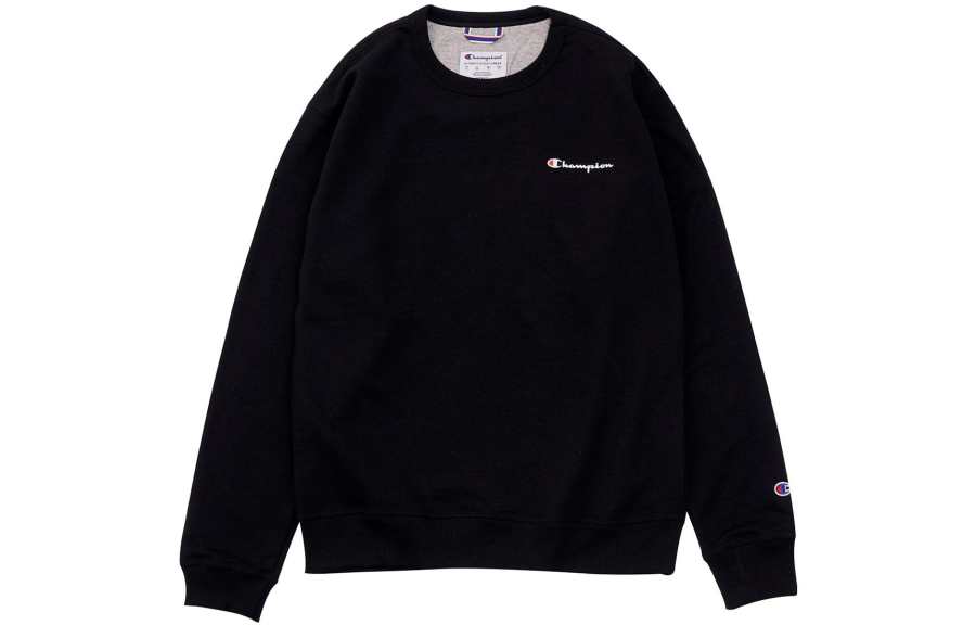 Champion Sweatshirts Unisex Black Crew Neck Thickened Heavyweight