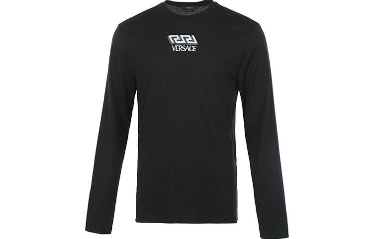 VERSACE T Shirts Men's Black Crew Neck Moderate Straight Fit