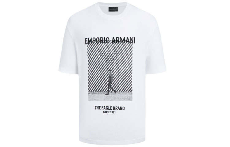 EMPORIO ARMANI T Shirts Men's White Crew Neck Moderate Straight Fit