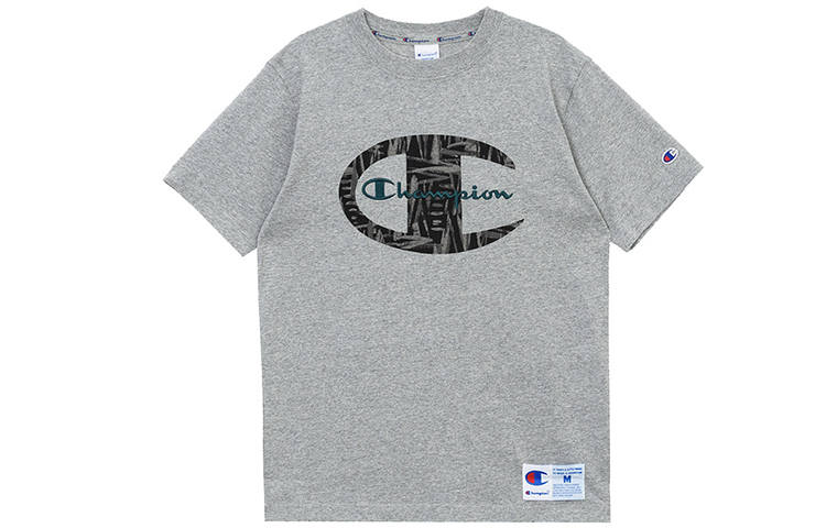 Champion T Shirts Unisex Gray Crew Neck Moderate Straight Fit