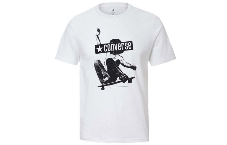 Converse Converse T Shirts Men's White Crew Neck Moderate