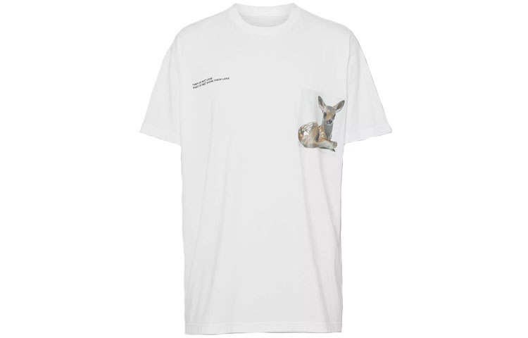 Burberry T Shirts Men's White Crew Neck Moderate Straight Fit