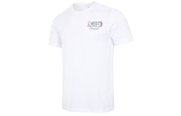 Adidas Neo T Shirts Men's White Crew Neck Moderate Straight Fit