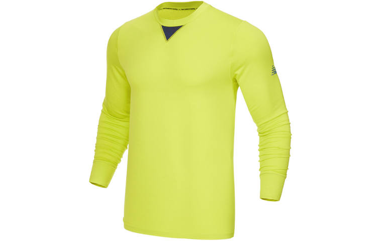 New Balance New Balance T Shirts Men's Yellow Crew Neck Moderate Straight Fit