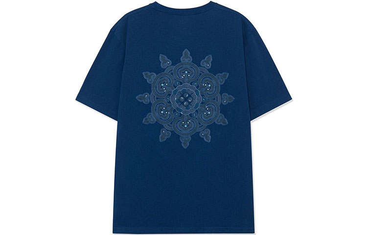 Li-Ning Li Ning T Shirts Men's Blue Crew Neck Moderate Straight Fit