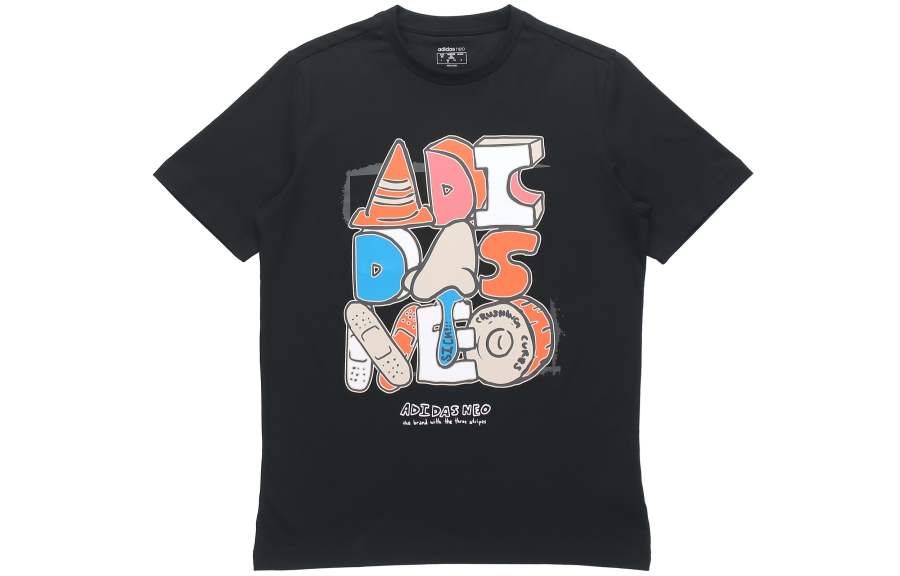 Adidas Neo T Shirts Men's Black Crew Neck Moderate Straight Fit