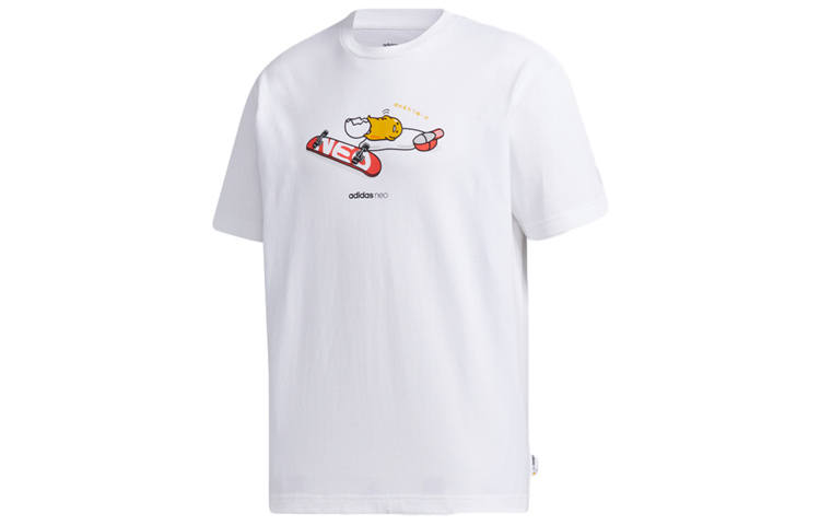 Adidas Neo T Shirts Men's White Crew Neck Moderate Straight Fit