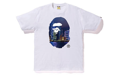 A BATHING APE Head Series HongKong 13th Anniversary Big Ape Head Tee T Shirt Unisex White