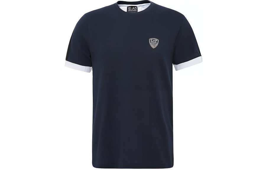 EMPORIO ARMANI T Shirts Men's Navy Blue Crew Neck Moderate Straight Fit