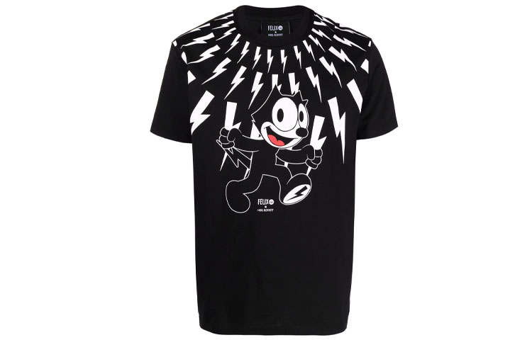 Neil Barrett T Shirts Men's Black Crew Neck Moderate Straight Fit