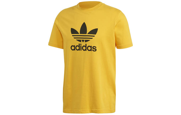 Adidas Originals Trefoil T Shirts Men's Gold Crew Neck Moderate Straight Fit