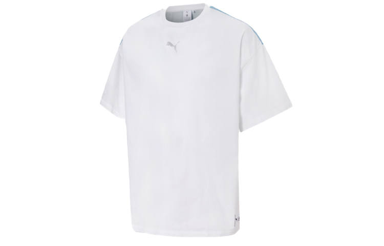 PUMA T Shirts Unisex White Crew Neck Moderate Straight Fit