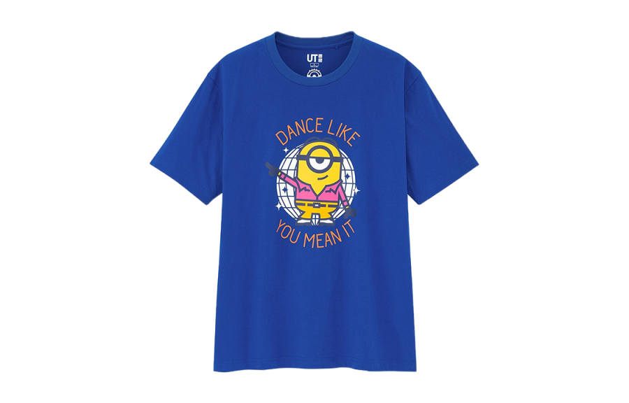 UNIQLO Print Straight Fit T Shirt Unisex Sea Blue