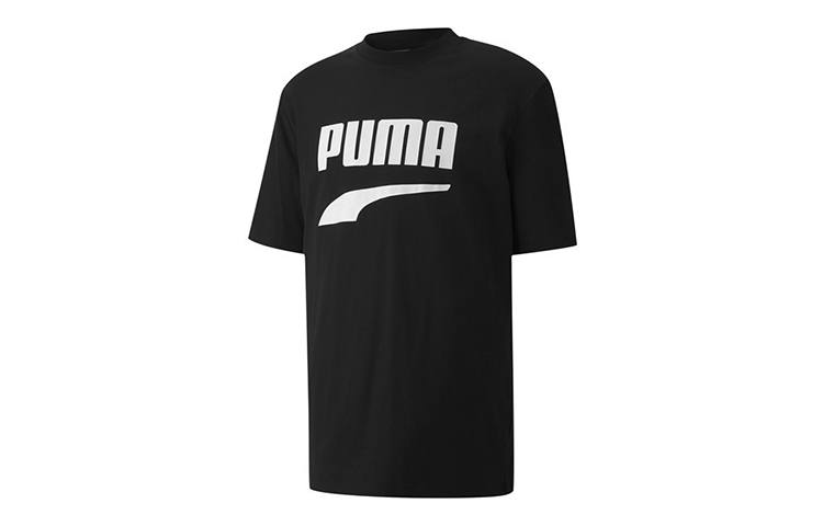 PUMA Downtown T Shirts Men's Black Crew Neck Moderate Straight Fit