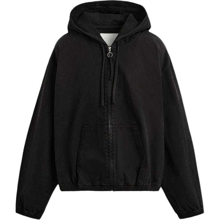 ZARA Denim Jackets Men's Black Hooded Moderate Straight Fit