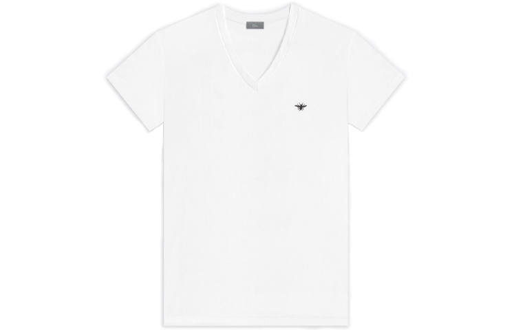 DIOR Quarterly New Products T Shirts Men's White V Neck Moderate Straight Fit