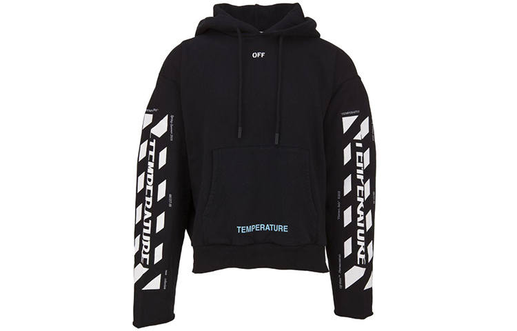 OFF-WHITE OFF WHITE Sweatshirts Men's Black Hooded Moderate Regular