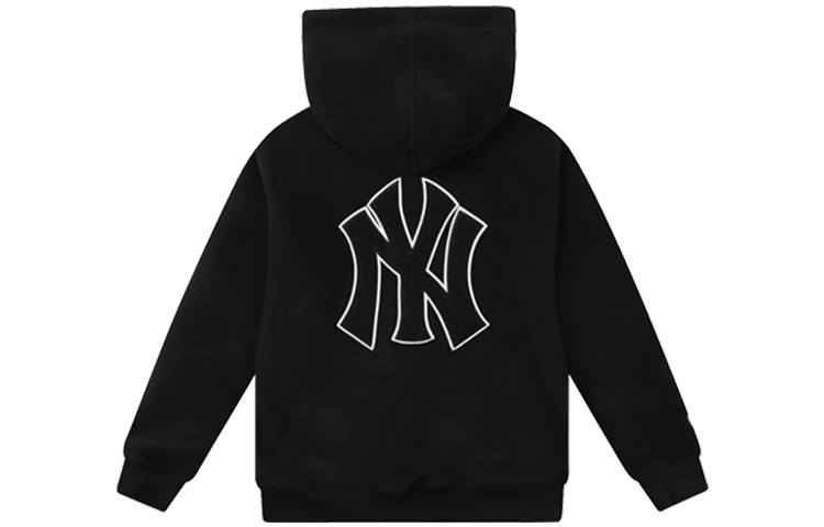 MLB New York Yankees Sweatshirts Unisex Black Hooded Moderate Cardigan