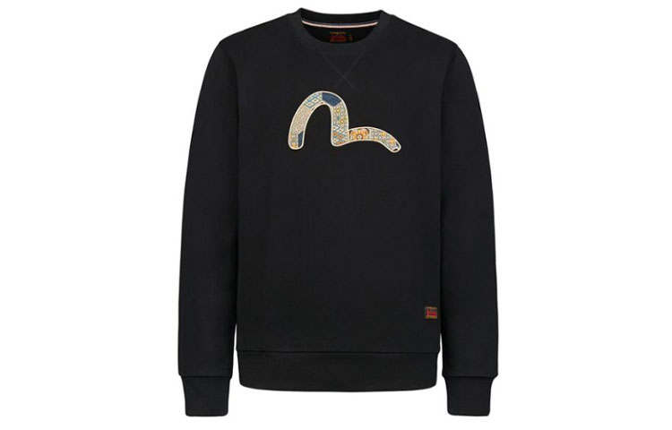 EVISU Sweatshirts Men's Black Crew Neck Moderate Heavyweight