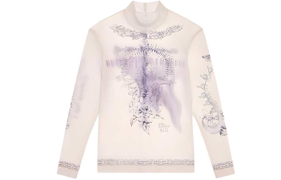 Givenchy Givenchy Second Skin Effect Printed Mesh L/S T shirt