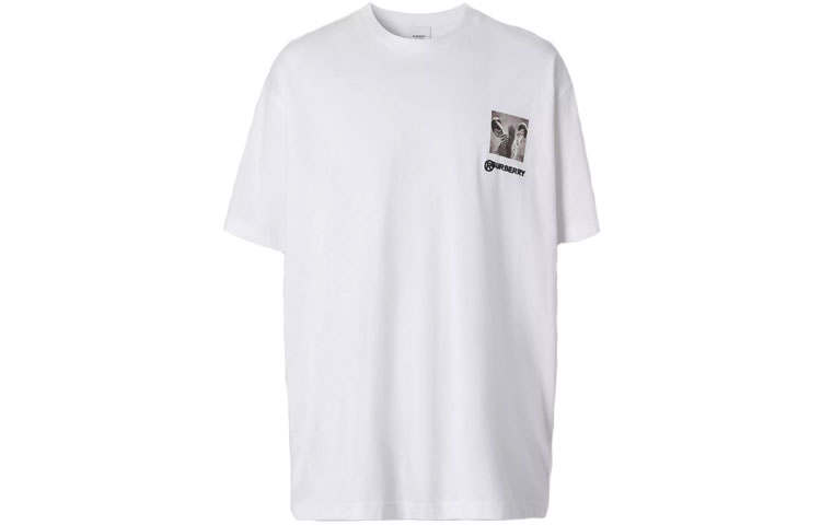 Burberry T Shirts Men's White Crew Neck Moderate Straight Fit