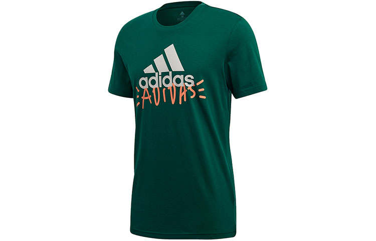 Adidas Adidas T Shirts Men's Green Crew Neck Moderate Straight Fit