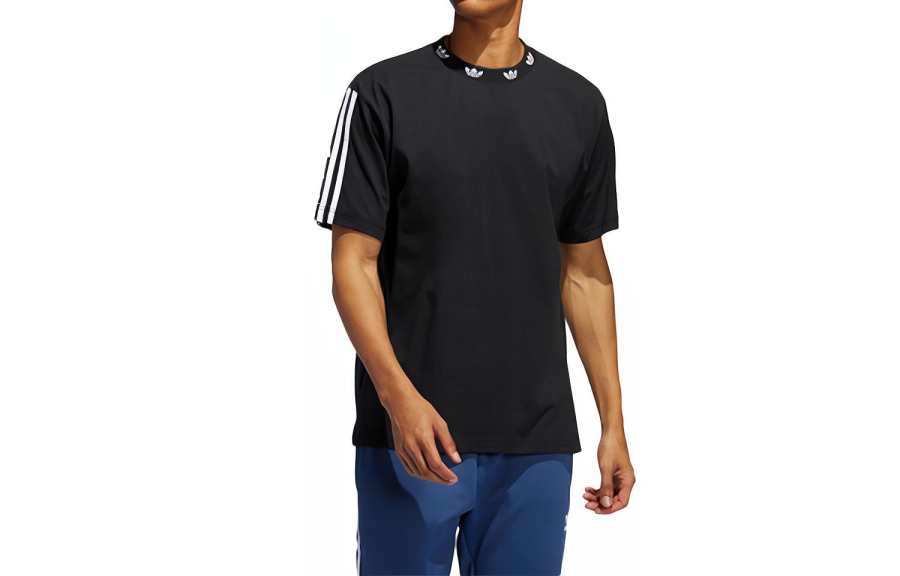 Adidas Originals Trefoil T Shirts Men's Black Crew Neck Moderate Straight Fit
