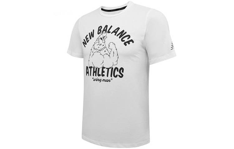 New Balance New Balance T Shirts Men's White Crew Neck Moderate Straight Fit