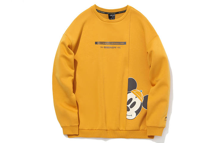 Li-Ning Li Ning X Disney Sweatshirts Men's Mineral Yellow Crew Neck Moderate Regular