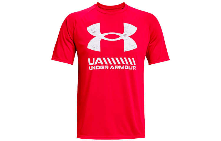 Under Armour T Shirts Men's Red Crew Neck Moderate Straight Fit